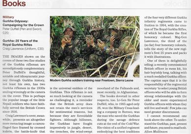 Review of "Gurkha: 25 Years of The Royal Gurkha Rifles" in Country Life 4 December 2019