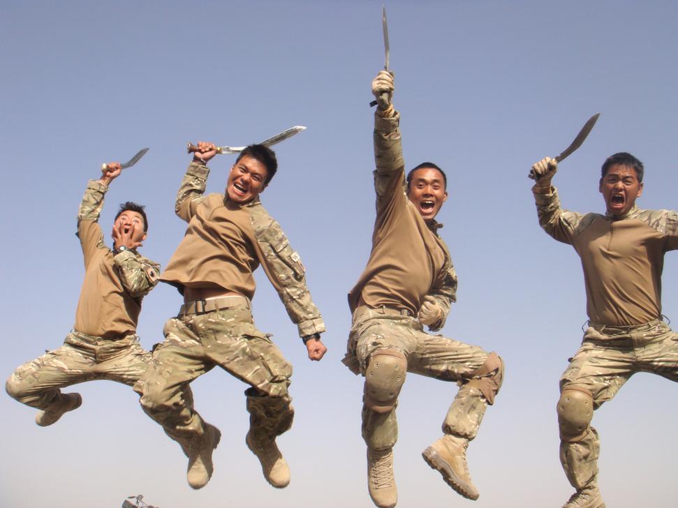 Gurkhas in Afghanistan with their kukris