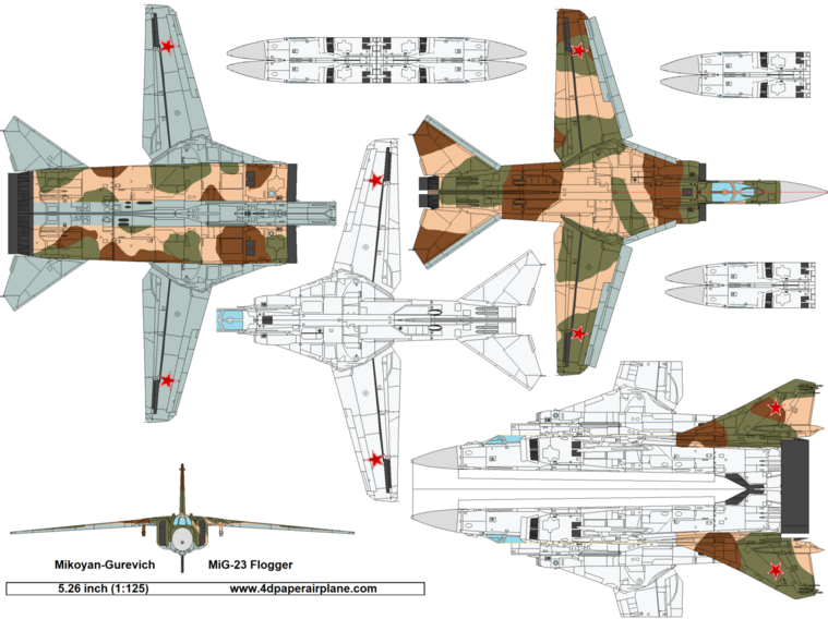 4D model template of Mikoyan-Gurevich MiG-23 Flogger