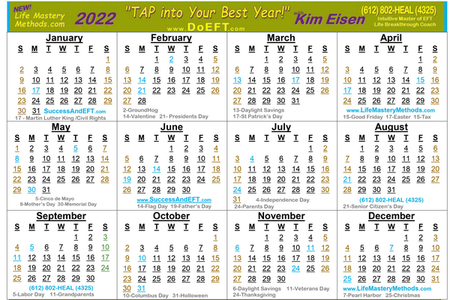 2022 Year at a Glance Calendar - Kim Eisen