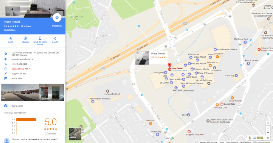 Map location of Orlean Dentist Place Dental | Place Dental