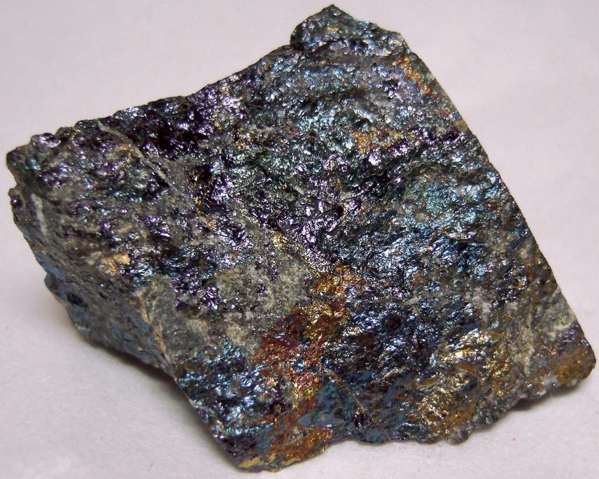 Iridescent metallic Bornite, Chalcopyrite, quartz, Butte, Butte District (Summit Valley District), Silver Bow County, Montana, USA
