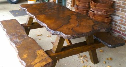 Picnic table made with concrete