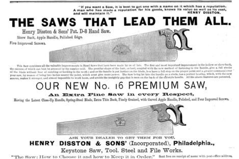 Vintage ad for hand saws from Keystone Saw, Tool, Steel, and File Works