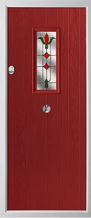 Cottage rectangle composite door in red