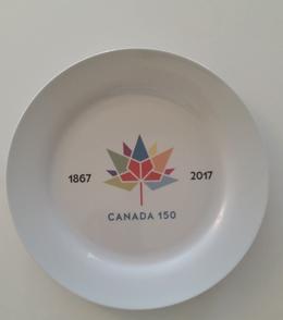 Canada 150 porcelain dinner plates with official Canada 150 logo