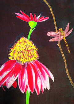 Dragonfly, Silk Painter Tracy Harris, San Diego, Gutta, Water Based Resist, Silk Painting Gallery