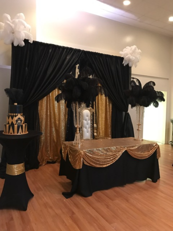 Centerpiece Rental Flowers Ostrich Feathers Crystals Candelabras