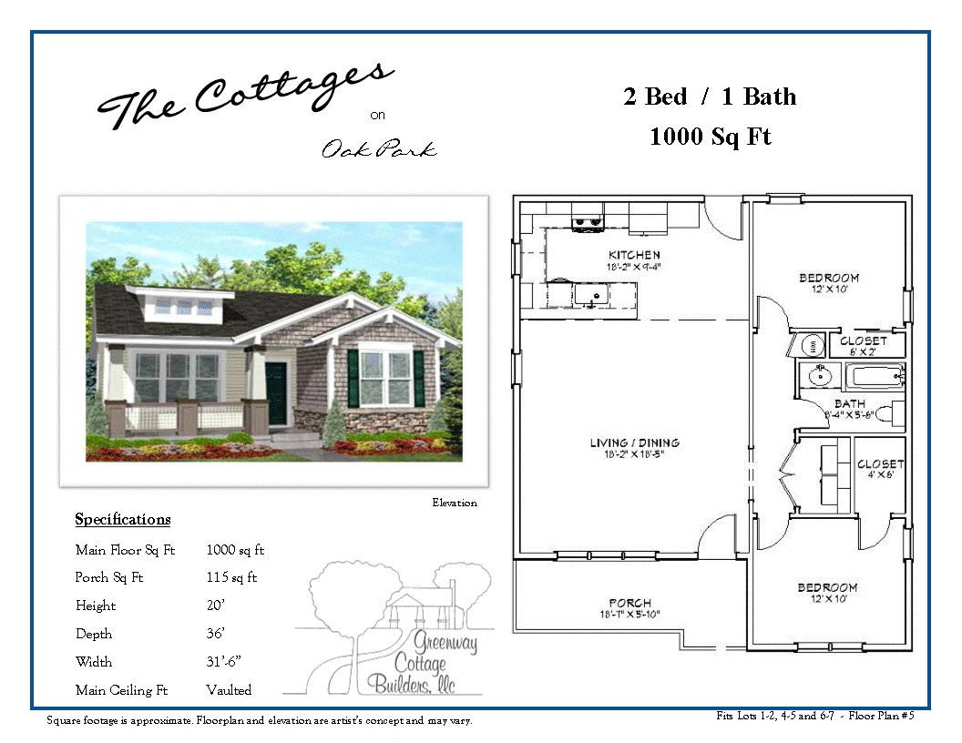 Floor Plans 1 2 Bedroom Cottages