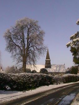 Picture of St Mary's church in the snow