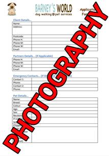 Photography Application Form