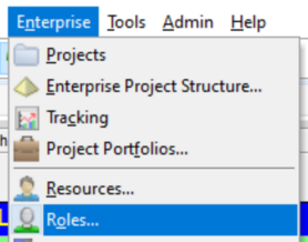 Select Primavera P6 enterprise tab and roles