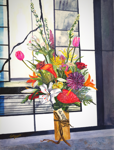 Tracy Harris, San Diego Hospice, Chapel - Flowers, Hospice, Watercolor, Flowers