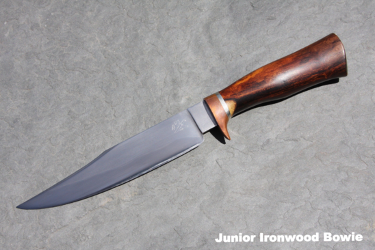 Hand-Forged Junior Ironwood Bowie With Copper Guard & Leather Sheath