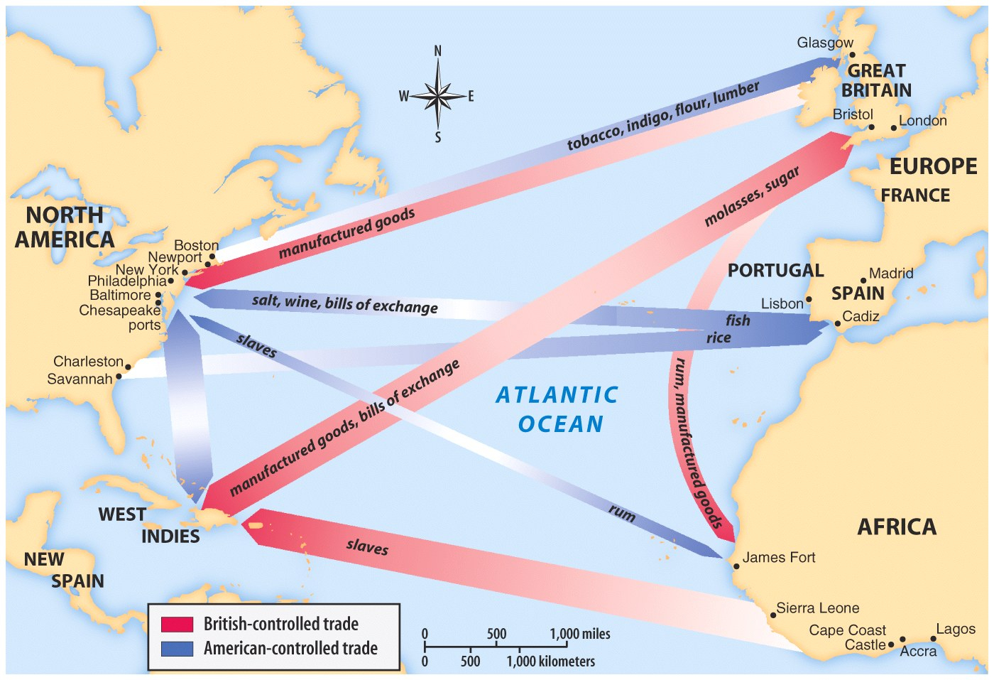 triangle trade route and goods