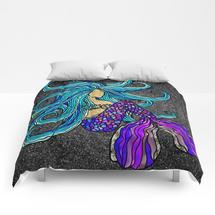 blue hair mermaid comforter