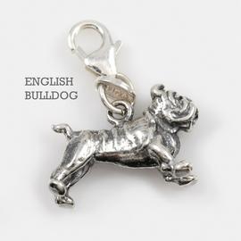 English Bulldog Charm 3D Solid Sterling Silver Perfect for a Bracelet Dog Collar