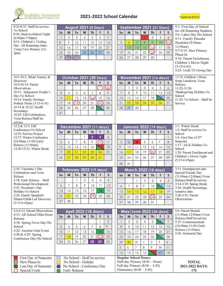 2019-2020 School Calendar