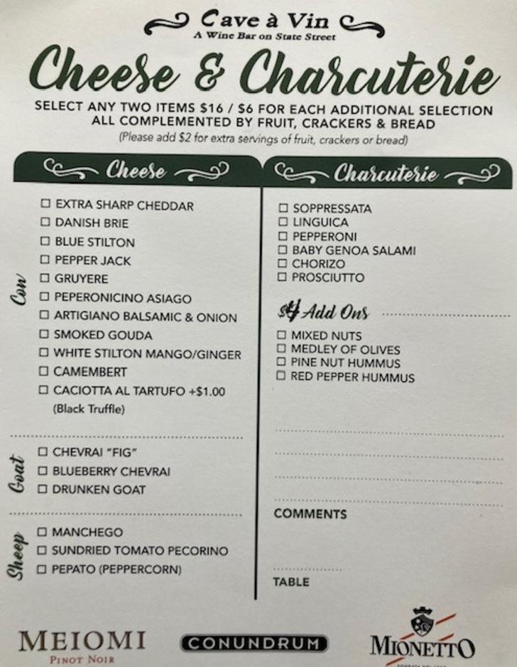 Menu – Cavé Vin