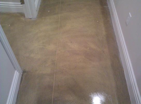 warm gray tan decorative stained concrete floor
