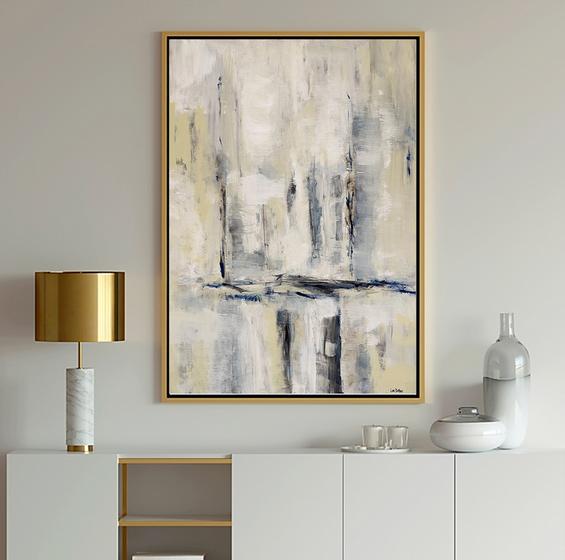 Blue, white and beige abstract art
