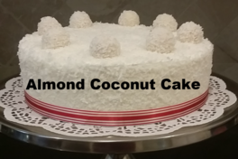 Almond coconut cake with Raffaello candies by Rocher