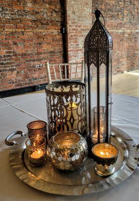 Gold and Crystal Candelabra for Wedding at Semple Mansion