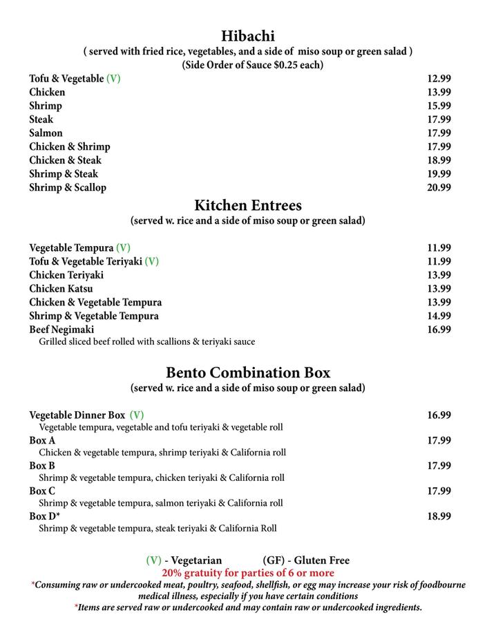 Menu Zen Sushi Japanese, Sushi Asheville, NC 28804