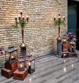 Italian Style Lanterns and Mercury Candles for Reception Decor MN