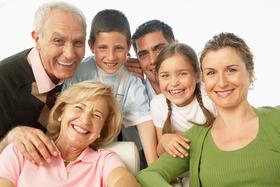 Smiling family with grandparents