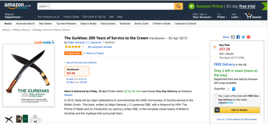 Amazon Nepal and Gurkhas best-seller