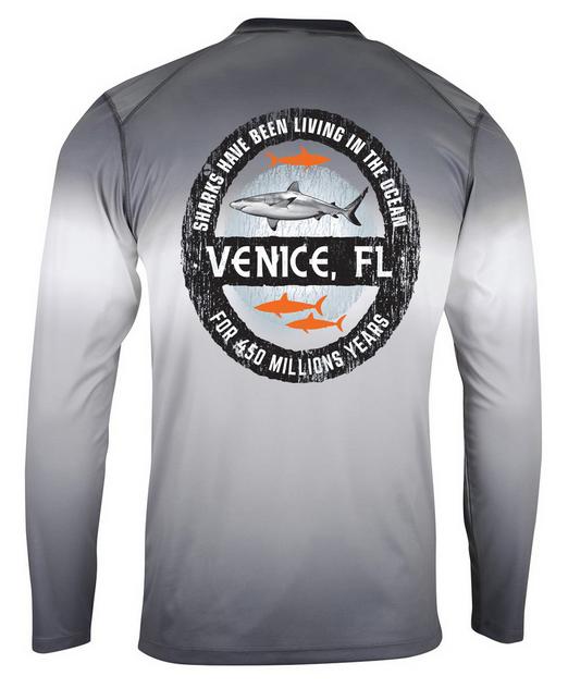 Captain's Landing | Venice Beach Shark Fin Long Sleeve Sun Protection Shirt - Ocean Blue LRG