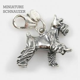 Miniature Schnauzer Dog Charm 3-d Solid Sterling Silver