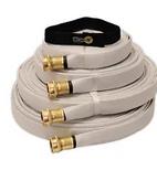 Forestry Grade Garden Thread Lay Flat Fire Hose WHITE with Quick-Strap Cord Wrap