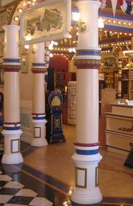 Decorative custom columns located at a local california theme park