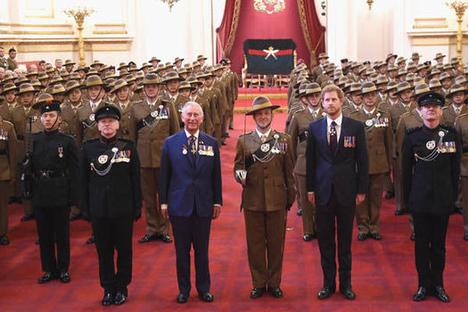 Gurkhas at Buckingham Palace with HRH Prince Charles and Prince Harry