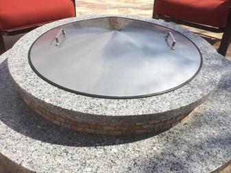 alt="stainless steel conical fire pit cover"