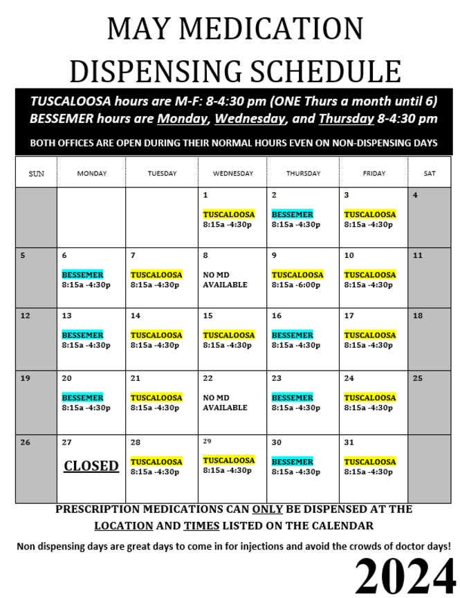 Tide Wellness Physician Availability Calendar