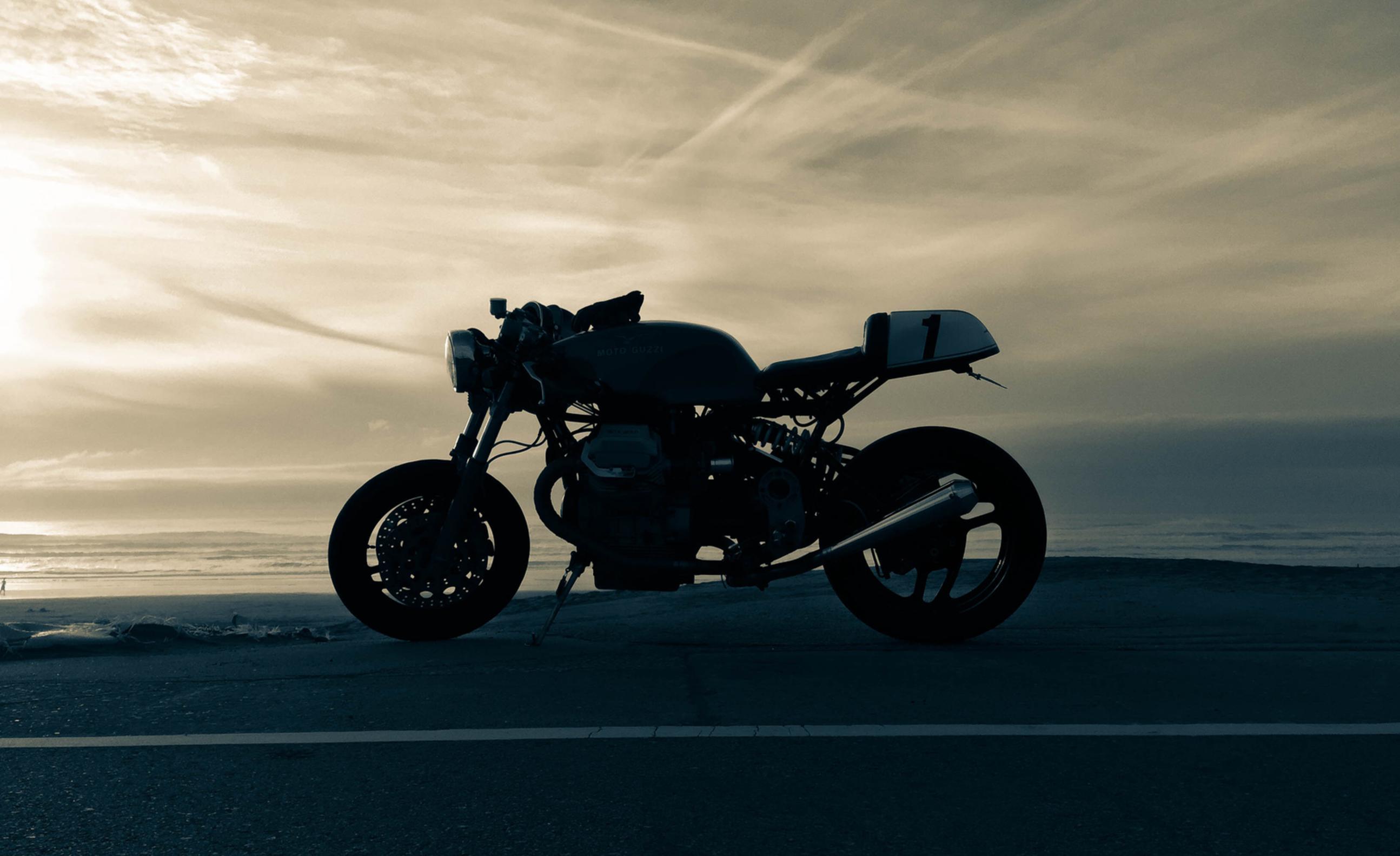 sunset contrast custom cafe racer motorcycle