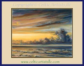 ​"Sunrise over St. George Island (Florida)". Artist: Pam Hartford. 8"x10", 11"x14", 8"x10" Pastels. December, 2016. (CA # 20049). SOLD: Commission, Private Collection. E-mail Pam for pricing for prints or commissioning an original landscape.