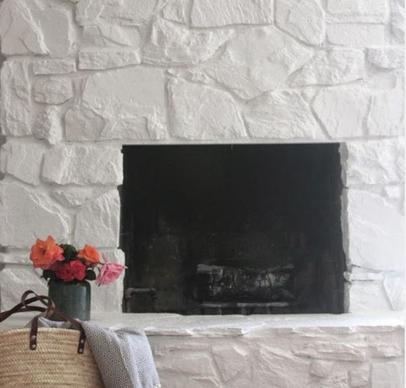 painted stonework fireplace