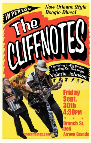 Poster for The Cliffnotes live at Branch St. Deli in Arroyo Grande, CA
