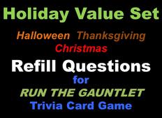 Holiday Trivia Cards Value Set for RUN THE GAUNTLET game