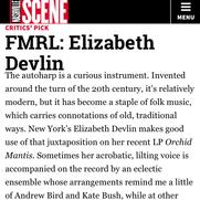 Nashville Scene - Critic's Pick "FMRL: Elizabeth Devlin"