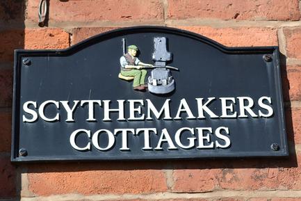 Scythemakers Cottages wall name plate