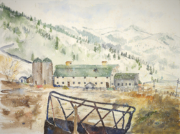 Barn and Snow, Tracy Harris Watercolor Artist, Limited Edition Giclee Available