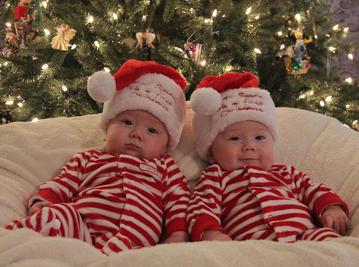 Twins first Christmas.