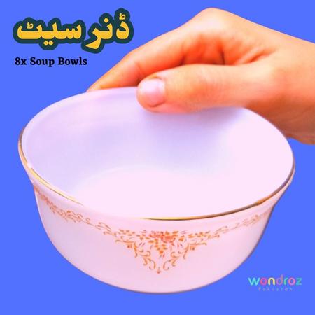 Dinner Set in Pakistan. Best Glass Dinner Set with Gold Plated Edges and Floral Motif. Buy Elegant Imported Dinner Set in Sargodha