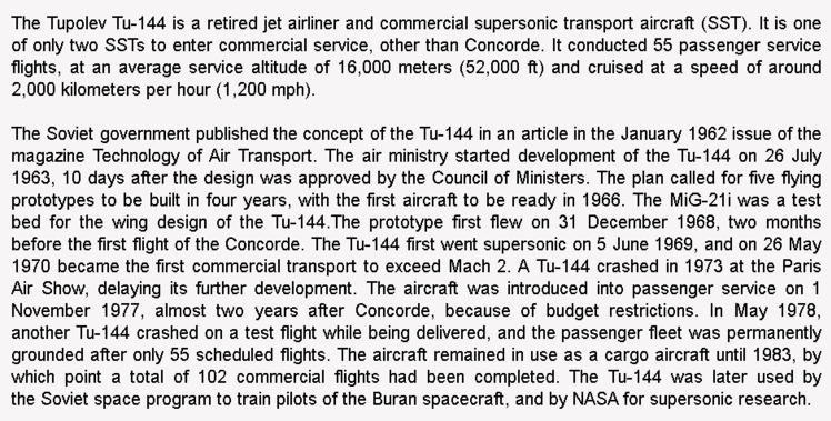 wiki background for 4D model of Tupolev Tu-144
