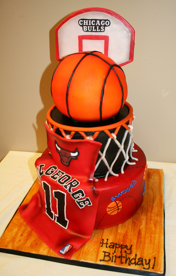 Bulls Jersey Cake with buttercream frosting covered with fondant